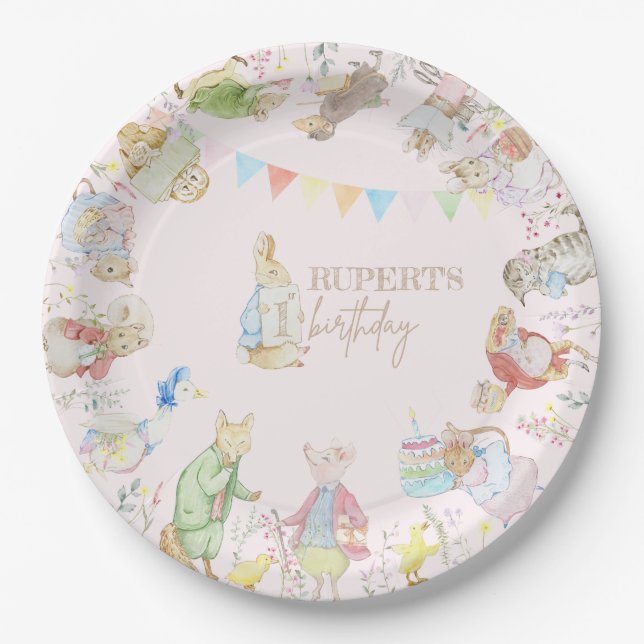 Peter the Rabbit First Birthday Paper Plates (Front)