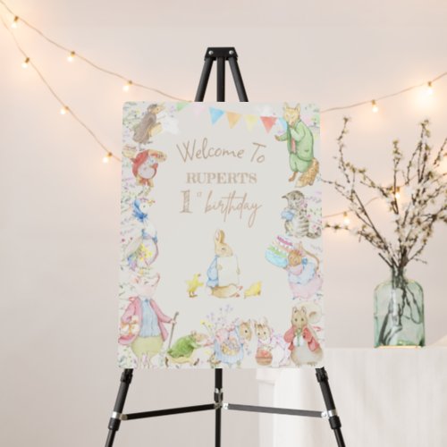 Peter the Rabbit First Birthday Welcome Sign