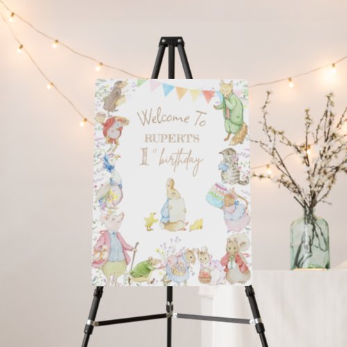 Peter the Rabbit First Birthday Welcome Sign