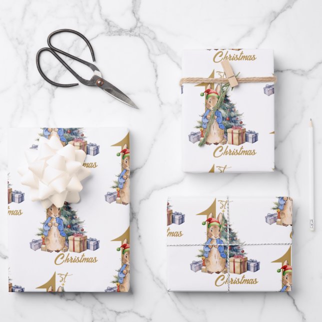 Peter the Rabbit First Christmas Wrapping Paper Sheets (Front)