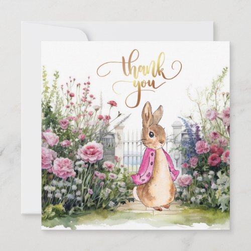 Peter the Rabbit Flopsy in the garden Thank You Card