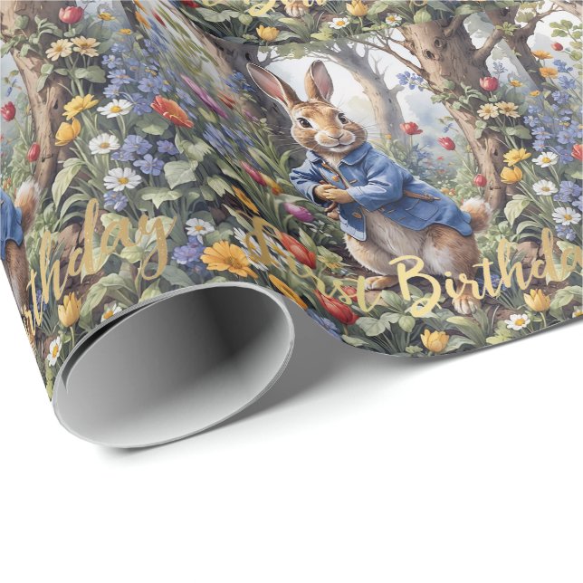 Peter the rabbit forest First Birthday Wrapping Paper (Roll Corner)