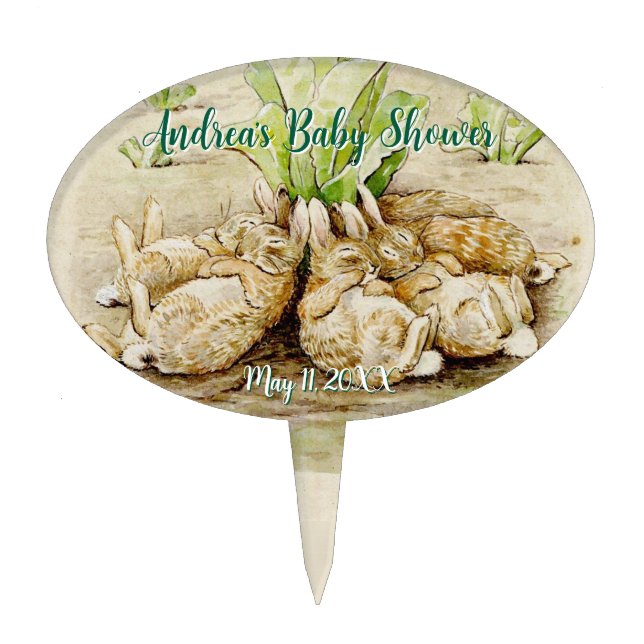 Peter the Rabbit Garden Baby Shower  Cake Topper (Front)