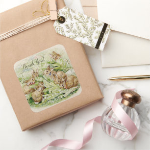 Peter the Rabbit Garden Baby Shower Thank You Square Sticker