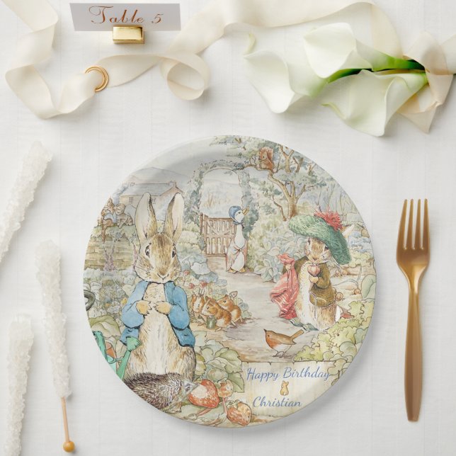 Peter the Rabbit Garden Storybook Birthday Paper Plates (Wedding)