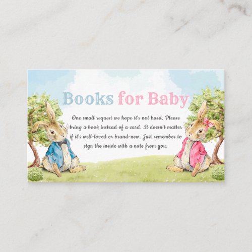Peter The Rabbit Gender Reveal Books for Baby Enclosure Card