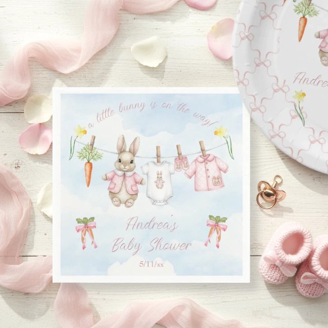 Peter the Rabbit Girl Clothesline Baby Shower  Pap Napkins (Creator Uploaded)