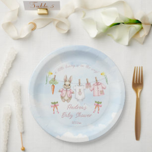 Peter the Rabbit Girl Clothesline Baby Shower  Pap Paper Plates