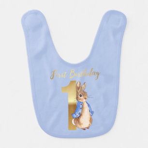 Peter the Rabbit Gold 1st Birthday Baby Bib