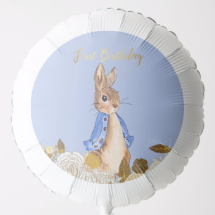Peter the Rabbit Gold Flowers Gold First Birthday Balloon