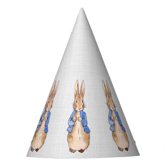 Peter the Rabbit Gray Linen background Party Hat (Front)