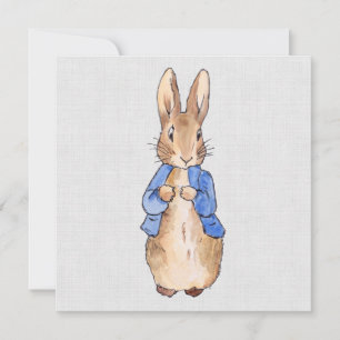 Peter the Rabbit Gray Linen Background Thank You Card