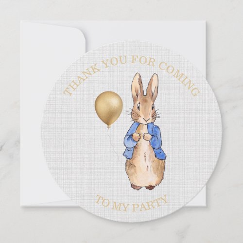 Peter the Rabbit Gray Linen  Thank You Card