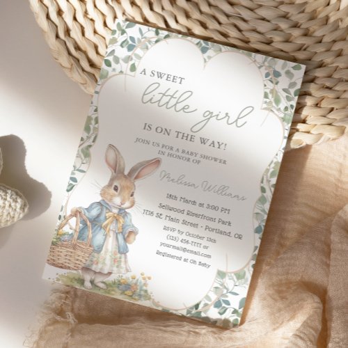 Peter The Rabbit Greenery Girl Baby Shower Invitation