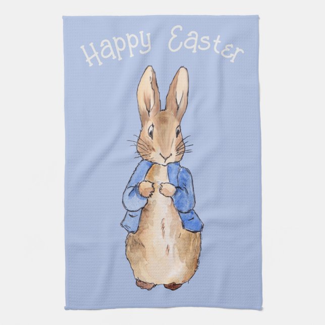 Peter the rabbit Happy Easter greeting Kitchen Towel (Vertical)