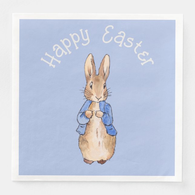Peter the rabbit Happy Easter greeting Paper Dinner Napkins (Front)