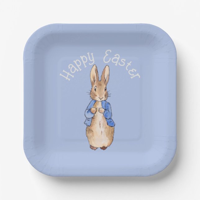 Peter the rabbit Happy Easter greeting Paper Plates (Front)