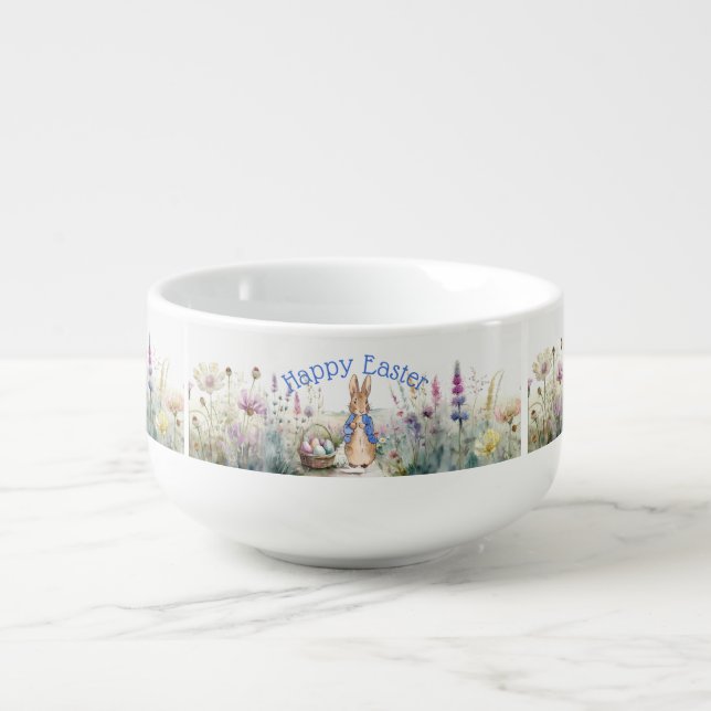 Peter the rabbit Happy Easter  Soup Mug (Front)
