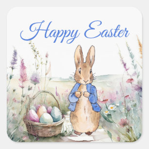 Peter the rabbit Happy Easter Square Sticker