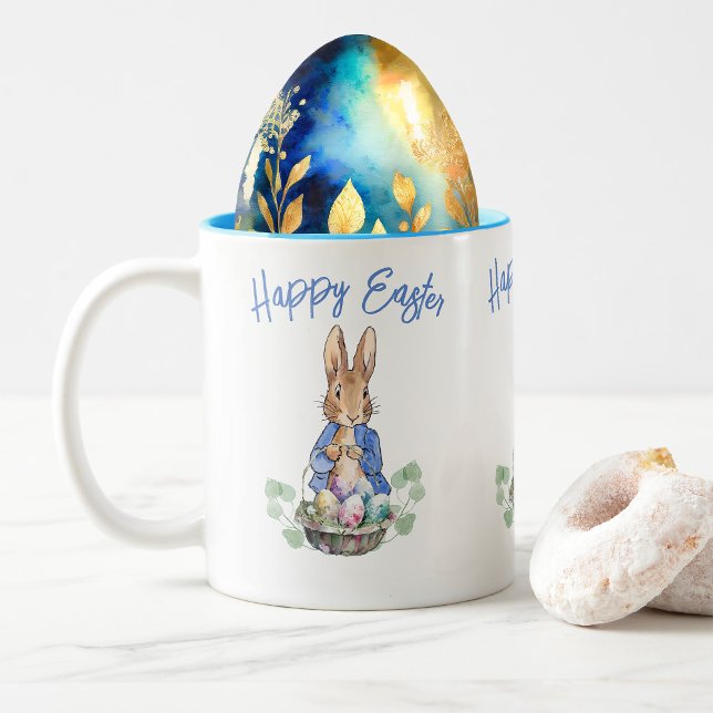 Peter the Rabbit Happy Easter Two-Tone Coffee Mug (Pop an Easter egg in one of these Peter rabbit cups for a unique Easter gift.)