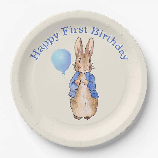 Peter the Rabbit happy first birthday Paper Plates (Front)