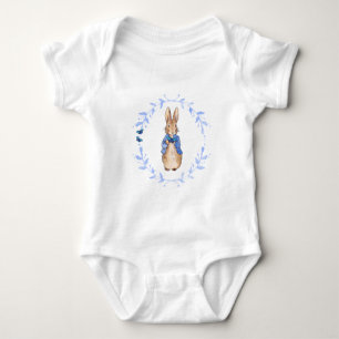 Peter the Rabbit Holding a Blue Butterfly   Baby Bodysuit