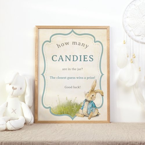 Peter The Rabbit How Many Candies Baby Shower Game Poster