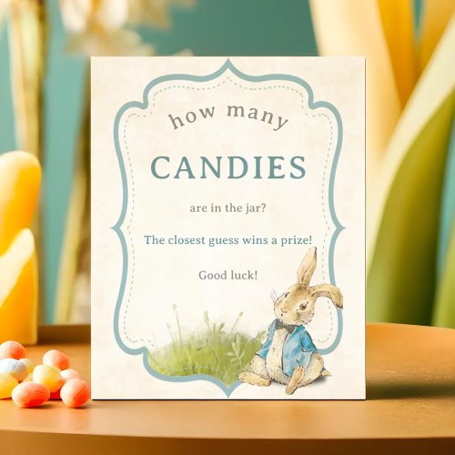 Peter The Rabbit How Many Candies Baby Shower Game Poster