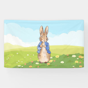 Peter the rabbit in a garden banner
