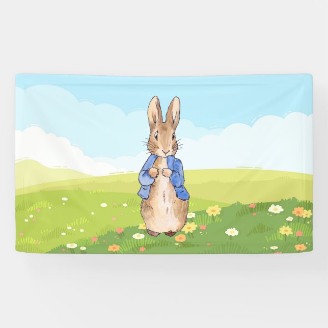 Peter the rabbit in a garden banner (Horizontal)
