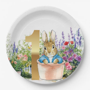 Peter the Rabbit in a pot first birthday Paper Plates