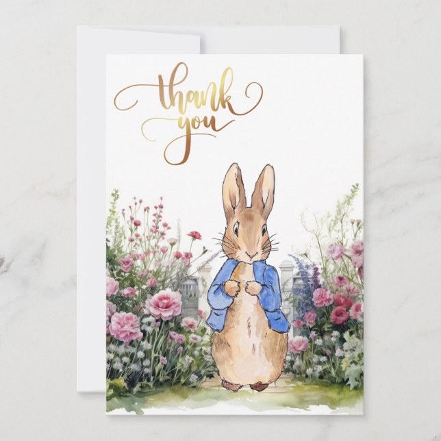 Peter the Rabbit in flower garden Invitation (Front)