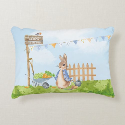 Peter the Rabbit in his Garden Accent Pillow