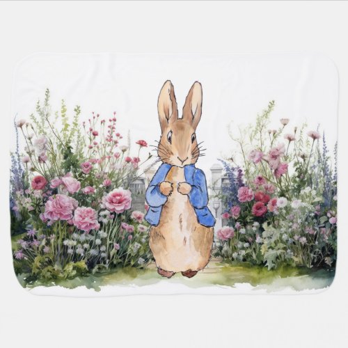 Peter the Rabbit in his garden Baby Blanket