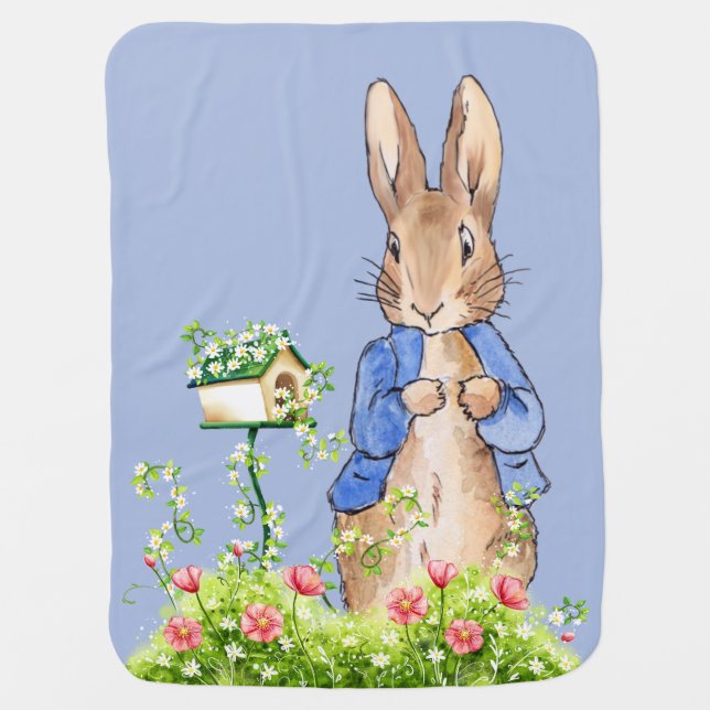 Peter the Rabbit in His Garden    Baby Blanket (Front)