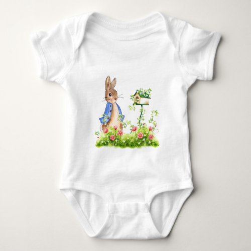 Peter the Rabbit in his Garden Baby Bodysuit