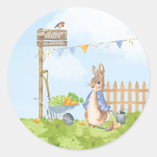 Peter the Rabbit in his Garden Classic Round Sticker