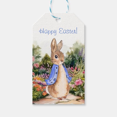 Peter the Rabbit in his garden Happy Easter Gift Tags