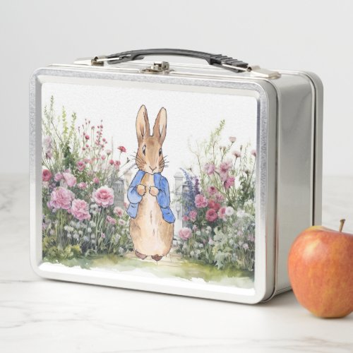 Peter the Rabbit in his garden  Metal Lunch Box