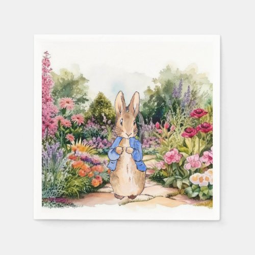 Peter the Rabbit in his garden Napkins