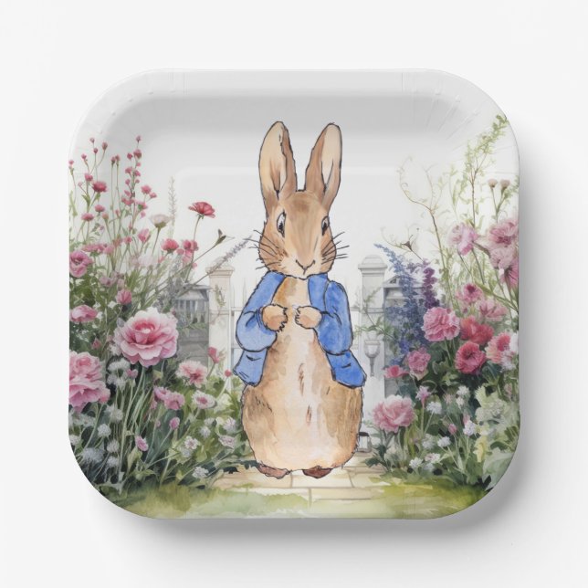 Peter the Rabbit in his garden No 2 Paper Plates (Front)