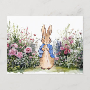 Peter the Rabbit in his garden No 2 Postcard