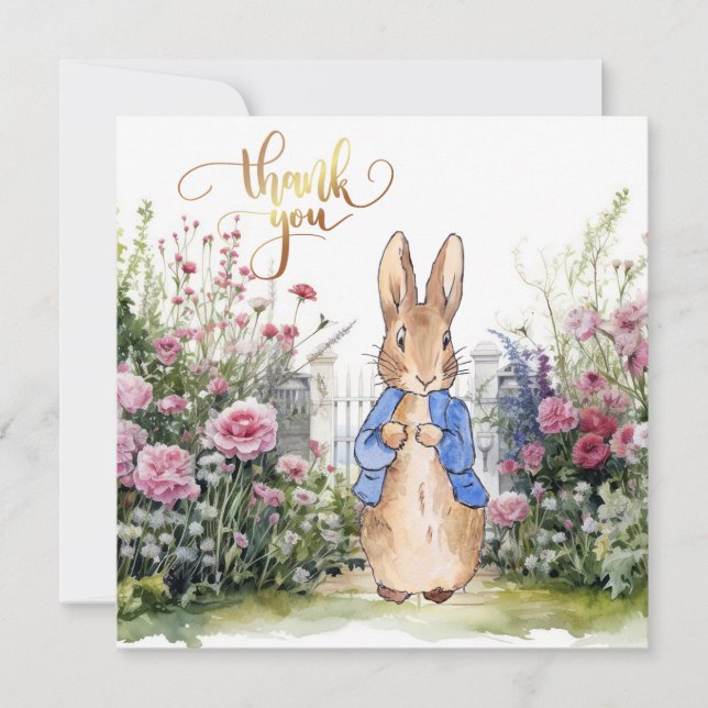 Peter the Rabbit in his garden No 2 Thank You Card (Front)