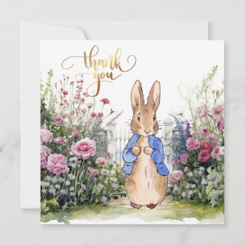 Peter the Rabbit in his garden No 2 Thank You Card