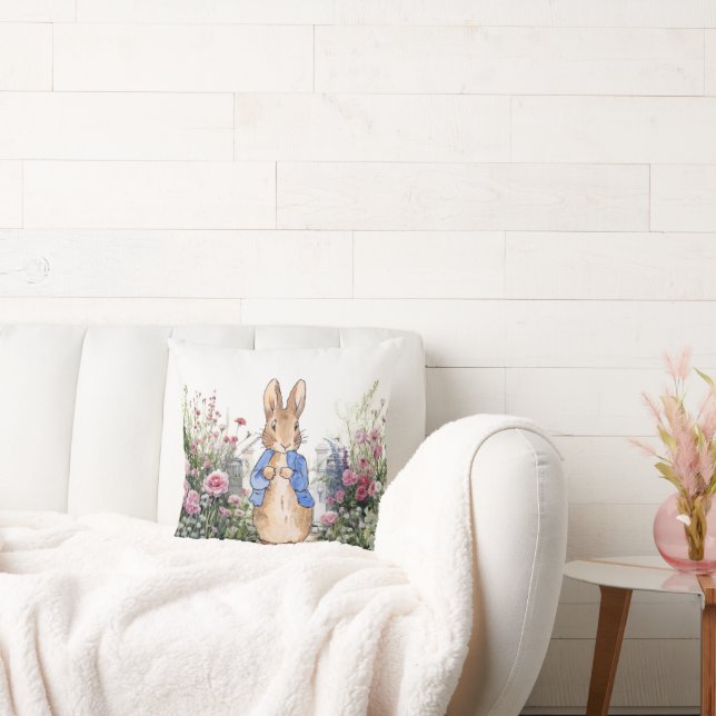 Peter the Rabbit in his garden No 2 Throw Pillow (Couch)
