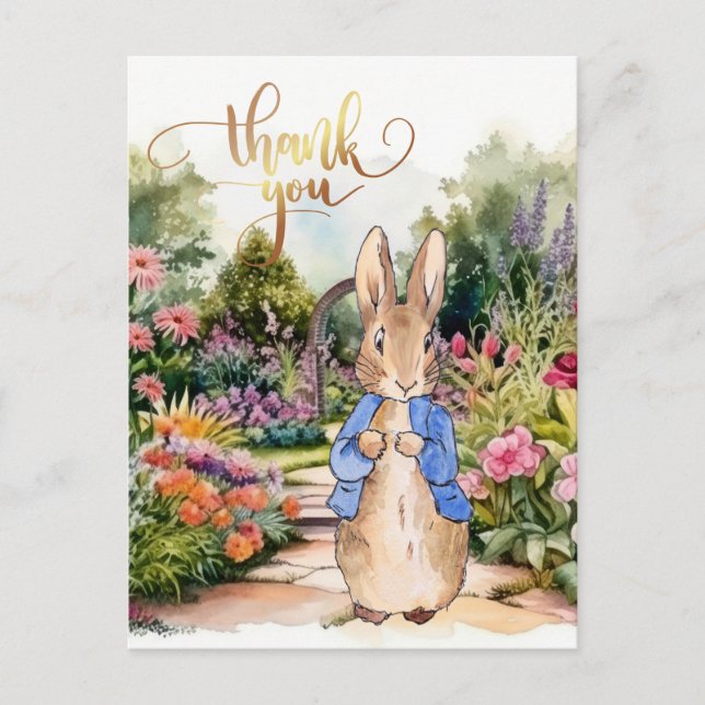 Peter the Rabbit in his garden  Postcard (Front)
