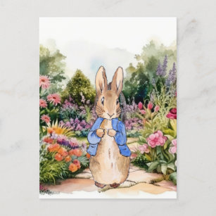 Peter the Rabbit in his garden  Postcard