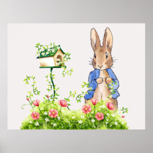 Peter the Rabbit in His Garden Poster