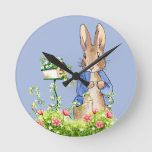 Peter the Rabbit in His Garden    Round Clock