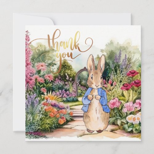 Peter the Rabbit in his garden  Thank You Card